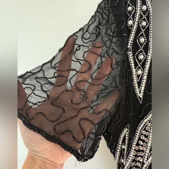 Vintage Laurence Kazan New York Black and White Embellished Sequin Dress size M - Picture 3 of 7